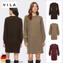 Kurzes Strickkleid Rundhalsausschnitt Langarm Modisch