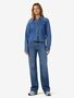 Stilvolle Jeansbluse Langarm Unifarben Knopfverschluss