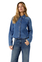 Stilvolle Jeansbluse Langarm Unifarben Knopfverschluss