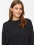 Stylischer Pullover Rundhals Stickerei Unifarben Langarm