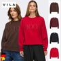 Stylischer Pullover Rundhals Stickerei Unifarben Langarm
