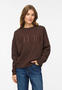 Stylischer Pullover Rundhals Stickerei Unifarben Langarm