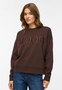 Stylischer Pullover Rundhals Stickerei Unifarben Langarm