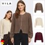 Elegante Strickjacke Rundhals Knopfverschluss Langarm