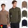 Eleganter Strickpullover Knopfleiste Regular Fit Unifarben