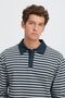 Bequemes Sweatshirt Polokragen Knopfleiste Gestreift