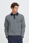 Bequemes Sweatshirt Polokragen Knopfleiste Gestreift
