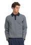 Bequemes Sweatshirt Polokragen Knopfleiste Gestreift