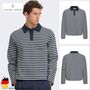 Bequemes Sweatshirt Polokragen Knopfleiste Gestreift
