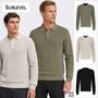 Eleganter Strickpullover Polokragen Knopfleiste Unifarben
