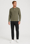 Eleganter Strickpullover Polokragen Knopfleiste Unifarben