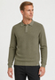 Eleganter Strickpullover Polokragen Knopfleiste Unifarben