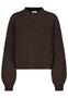 Strukturierter Strickpullover Rundhals Ballon�rmel