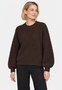 Strukturierter Strickpullover Rundhals Ballon�rmel