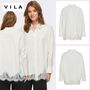 Stilvolle Bluse Langarm Knopfleiste Kentkragen Spitze