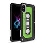 Outdoor Case f�r Apple iPhone XS X PC + TPU Nostalgie Tape Retro