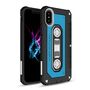 Outdoor Case f�r Apple iPhone XS X PC + TPU Nostalgie Tape Retro