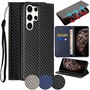 Handy Tasche f�r Samsung Galaxy S24 ULTRA Carbon Fiber Wallet H�lle Magnet Etui