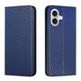 Handy Tasche f�r Apple iPhone 16 Carbon Fiber Wallet H�lle Magnet Klapp Etui