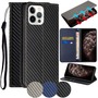 Handy Tasche f�r Apple iPhone 15 PRO Carbon Fiber Wallet H�lle Magnet Klapp Etui