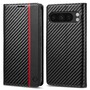 LC.IMEEKE Handy Tasche f�r Google Pixel 10 PRO XL Carbon Wallet Stripe H�lle