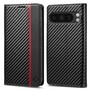 LC.IMEEKE Handy Tasche fr Google Pixel 10 | 10 PRO Carbon Wallet Stripe Hlle