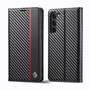 LC.IMEEKE Handy Tasche f�r Samsung Galaxy S25 Carbon Wallet Stripe H�lle Etui