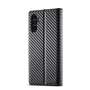 LC.IMEEKE Handy Tasche f�r Samsung Galaxy S24 FE Carbon Wallet Stripe H�lle Etui