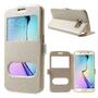 Wallet Case f�r Samsung Galaxy S6 Edge G925 Dual Window View Silk Book Etui