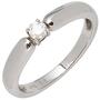 Damen Ring 585 Gold Wei�gold 1 Diamant Brillant 0,16ct.  Diamantring (Gr��e: 60)