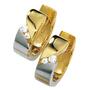 Creolen 333 Gold Gelbgold bicolor mattiert 4 Zirkonia Ohrringe 