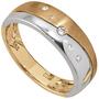 Damen Ring, 585 Gelbgold Wei�gold, bicolor matt 5 Diamanten (Gr��e: 52) 