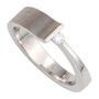 Damen Ring 585 Gold Wei�gold, teilmatt 1 Diamant Brillant 0,07ct. (Gr��e: 54)