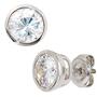 Ohrstecker rund 925 Sterling Silber 2 Zirkonia 8,4 mm Ohrringe 