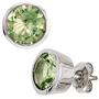 Ohrstecker rund 925 Sterling Silber rhodiniert 2 Zirkonia gr�n 9,4 mm 