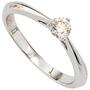Damen Ring 585 Gold Wei�gold, 1 Diamant Brillant 0,25ct. Diamantring (Gr��e: 58) 