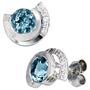 Ohrstecker 585 Wei�gold 2 Aquamarine blau 10 Diamanten Brillanten 