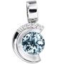 Anh�nger 585 Wei�gold mattiert 5 Diamanten Brillanten 1 Aquamarin blau