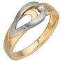 Damen Ring 585 Gelbgold Wei�gold, bicolor matt, 1 Diamant Brillant (Gr��e: 60) 