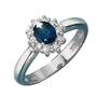Damen Ring 585 Wei�gold 1 Safir blau 10 Diamanten (Gr��e: 60) 