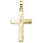 Anh�nger Kreuz 333 Gold Gelbgold mattiert 1 Zirkonia Kreuz Anh�nger 