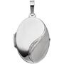 Medaillon oval 585 Wei�gold mattiert 2 Diamanten Anh�nger zum �ffnen