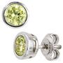 Ohrstecker rund 925 Sterling Silber rhodiniert 2 Zirkonia gr�n 