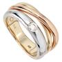 Damen Ring 585 Gold dreifarbig tricolor 1 Diamant Brillant 0,15ct (Gr��e: 58)