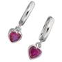 Kinder Creolen Herz 925 Sterling Silber 2 Zirkonia pink Ohrringe