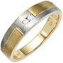 Herren Ring 585 Gold Gelbgold Wei�gold mattiert 2 Diamanten Brillanten (Gr��e: 68)
