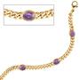 Armband 585 Gelbgold 19 cm - 7,5 mm - 4 Amethyst-Chabochons lila