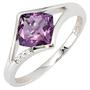 Damen Ring 585 Wei�gold 3 Diamanten 1 Amethyst lila violett (Gr��e: 60)