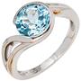 Damen Ring 585 Gold Wei�gold 1 Blautopas hellblau blau (Gr��e: 56) 