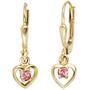 Kinder Boutons Herz 333 Gold Gelbgold 2 Glassteine rosa ros� Ohrringe